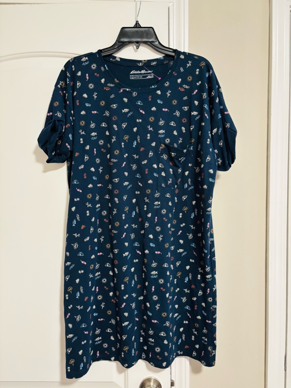 EDDIE BAUER, Floral Pocket Tee Dress, Size Large